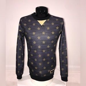BNWT Navy Blue Gold Stars L/S Crew Neck Pullover